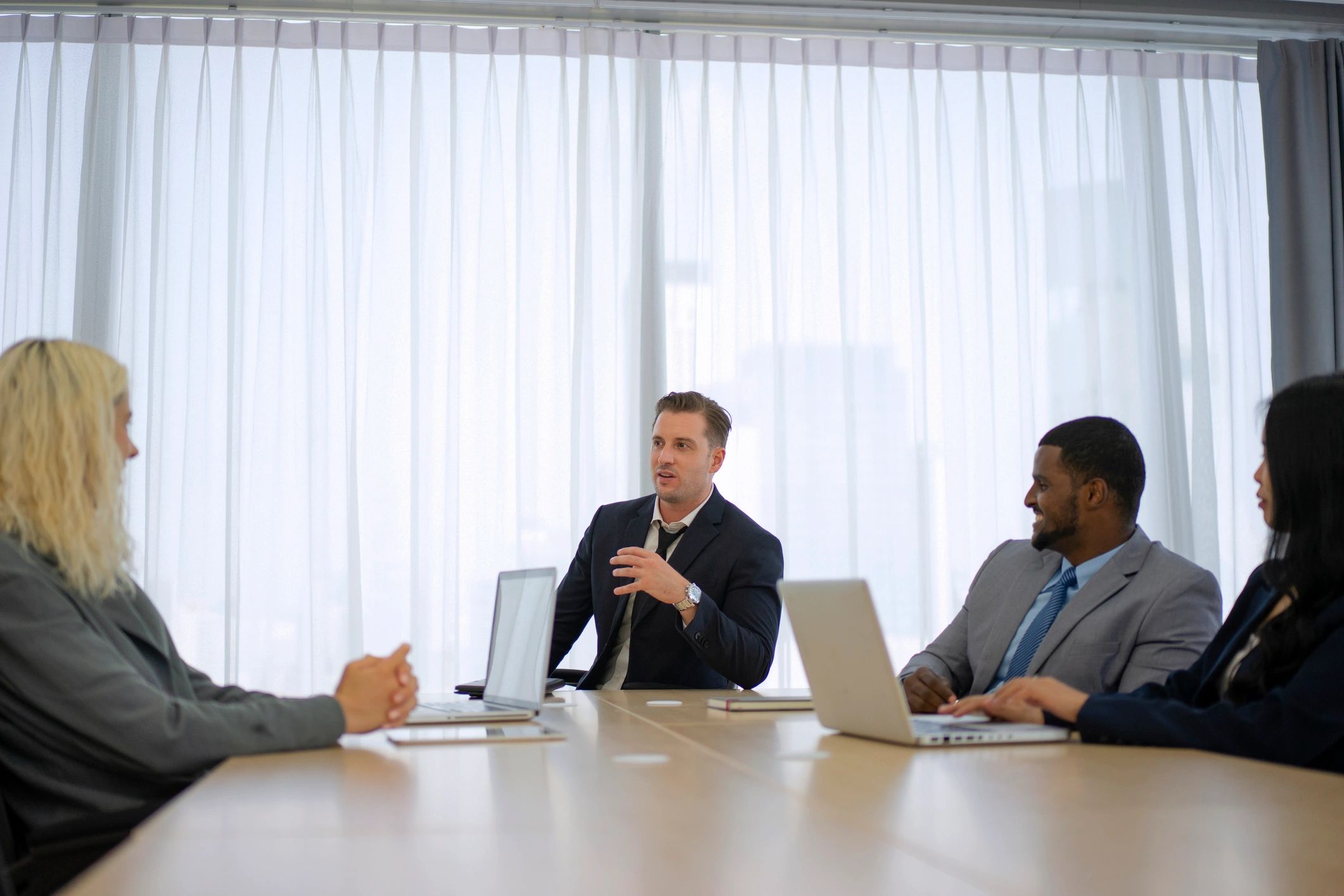 Professional team meeting in a modern office